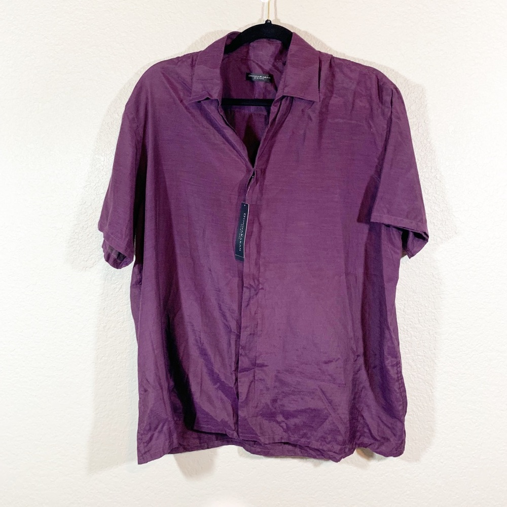 NWT Donna Karan Silk Blend Purple SS Blous…